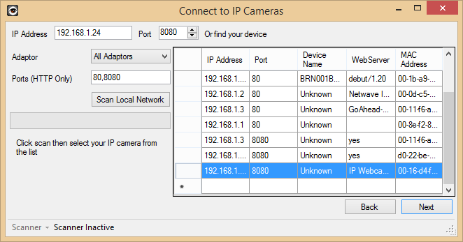 find open ip cameras