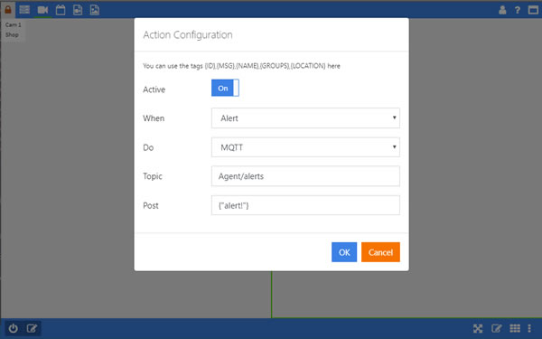 MQTT के लिए कार्रवाई जोड़ना