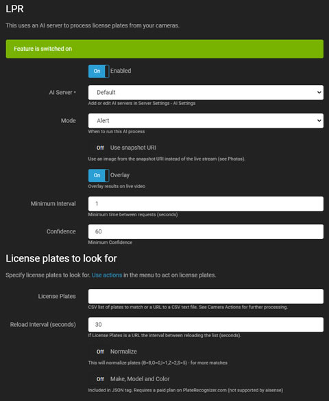 AI LPR Configuration