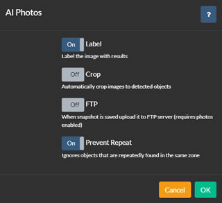 Configuration des photos IA